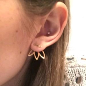 Gold Plated Lotus Flower Hollow Out Stud Earing